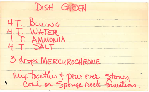 handwritten directions for growing salt crystals