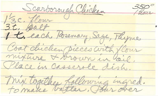 handwritten baked chicken recipe