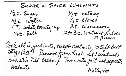 handwritten spice nuts recipe